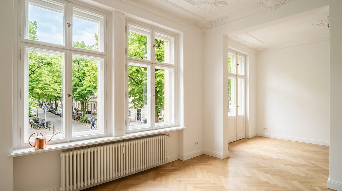 Helle Altbauwohnung mit Stuckdecke und Fischgrätparkett